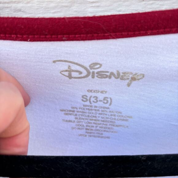 Disney Mickey Mouse Graphic Lace Up T-Shirt with Baseball Varsity Stripe Sz S - Picture 5 of 6